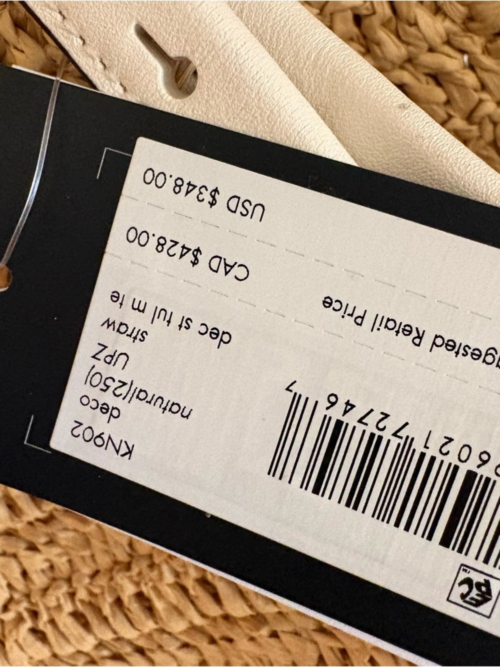 KATE SPADE Designer Deco Straw Tulip Tote Bag! NEW! White leather Straps! Tags! - Picture 10 of 13